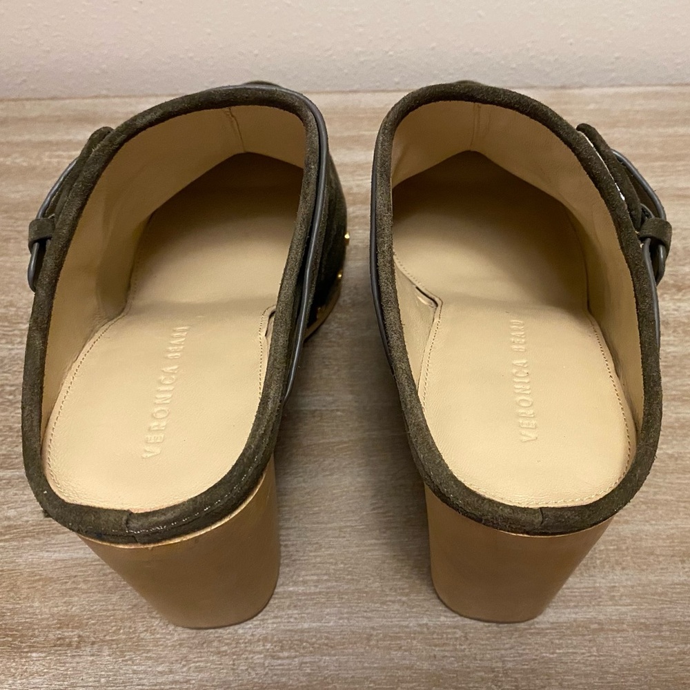 Veronica Beard Dacey Buckle Suede Clogs in Military (color) Women’s Size 11 - Picture 9 of 12
